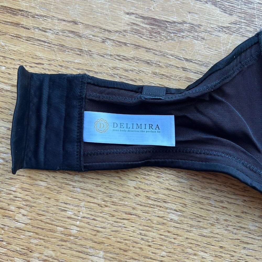 Delimira Plus Size 36F Strapless Underwire Minimizer Unlined Bra-Black - Picture 3 of 4